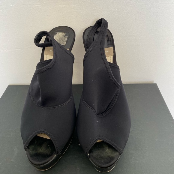 Baldan Peep Toe Slingback Black Pump - Picture 2 of 6